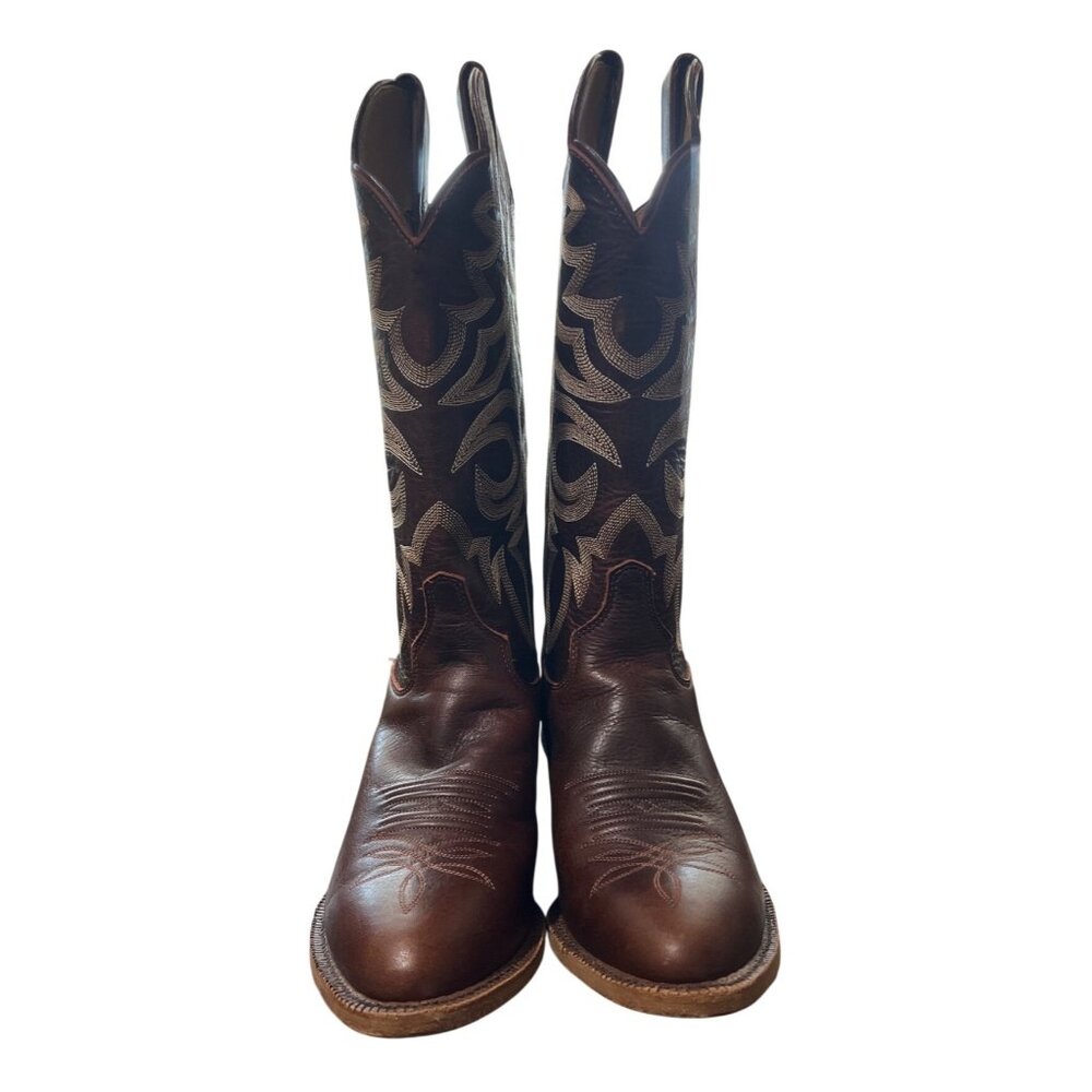 Justin Womens Western Boots Bent Rail 13" Brown BRL430 Embroidered USA Size 10 - Picture 5 of 10